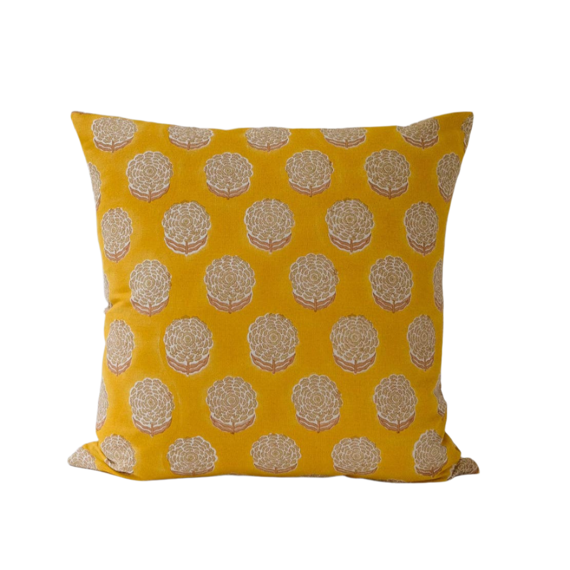 Alisha Hand Block-printed Linen Pillow · 18x18