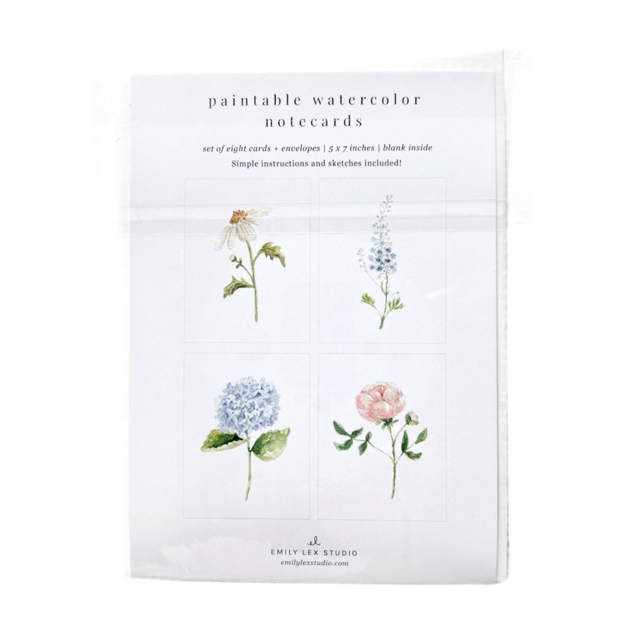 Garden Flowers Paintable Notecard Set · Emily Lex Studio