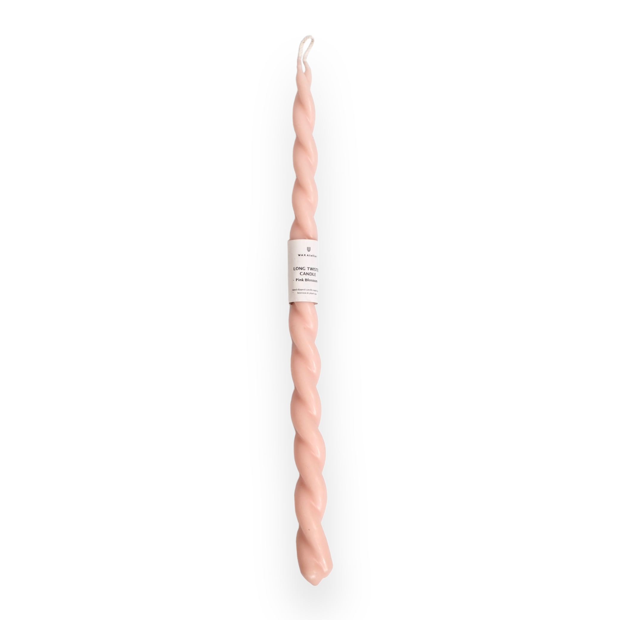 Wax Atelier Long Twisted Beeswax Candle · Pink Blossom