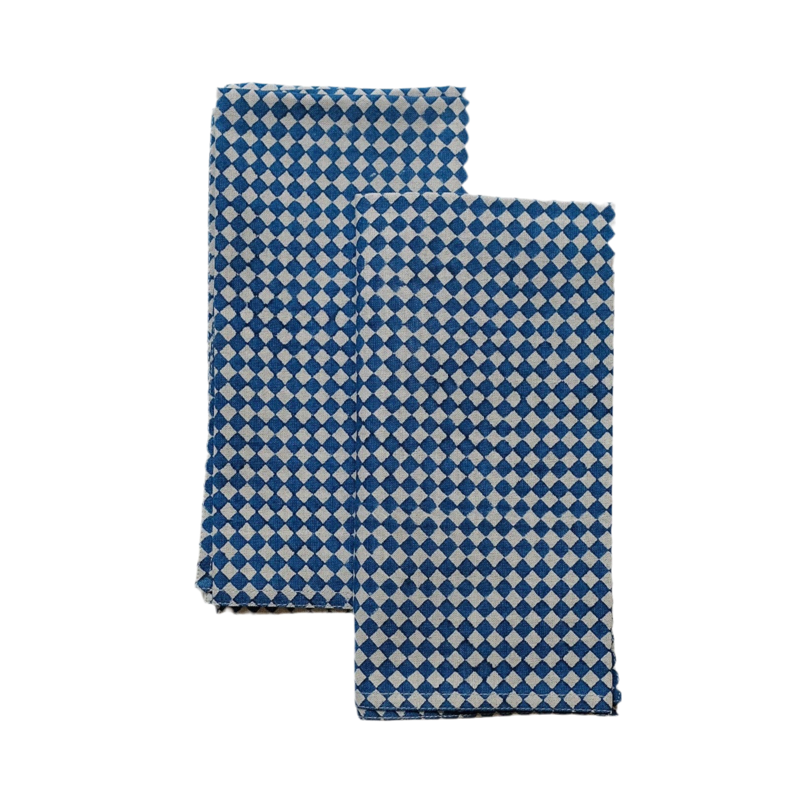 Rekha Set of 4 Block-Printed Linen Napkins · Indigo