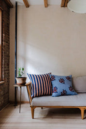 Indu Hand Block-Printed Linen Pillow · Indigo