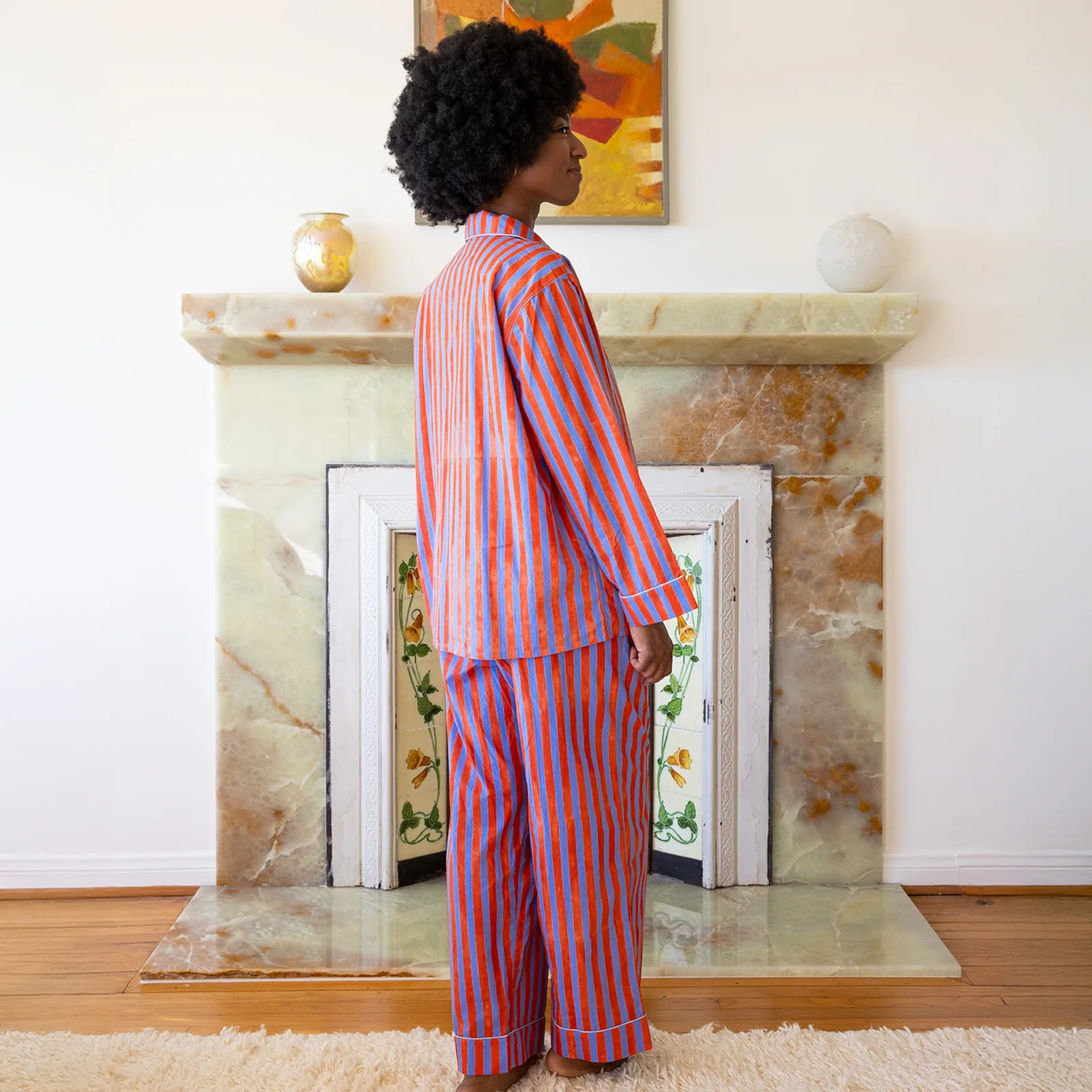 Hand Block-printed Pajama Set in Kingfisher · Block Shop Textiles, socius design