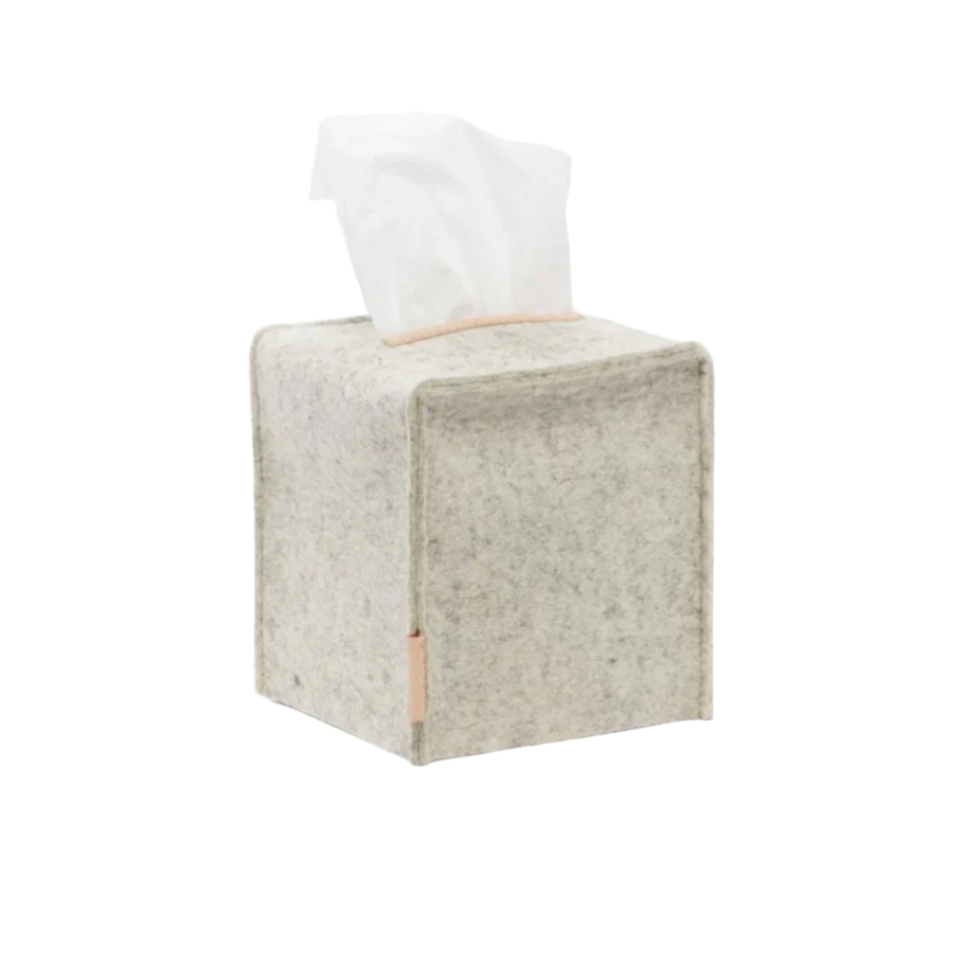 Graf Lantz Merino Wool Felt Tissue Box Cover · Heather White