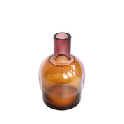 Pink and Amber Blown Glass Flip Vase