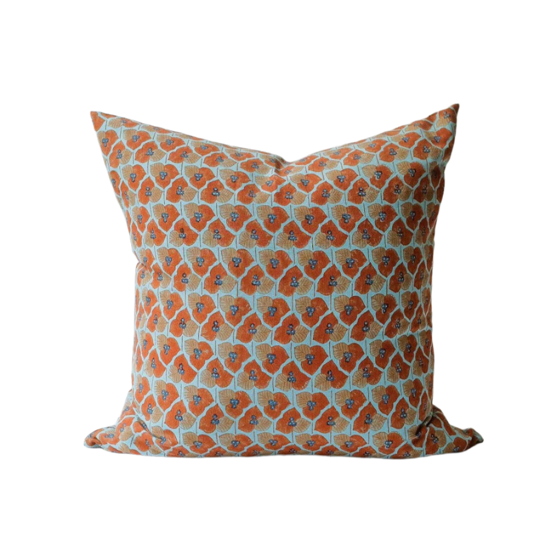 Aliya Hand Block-Printed Linen Pillow · 18x18