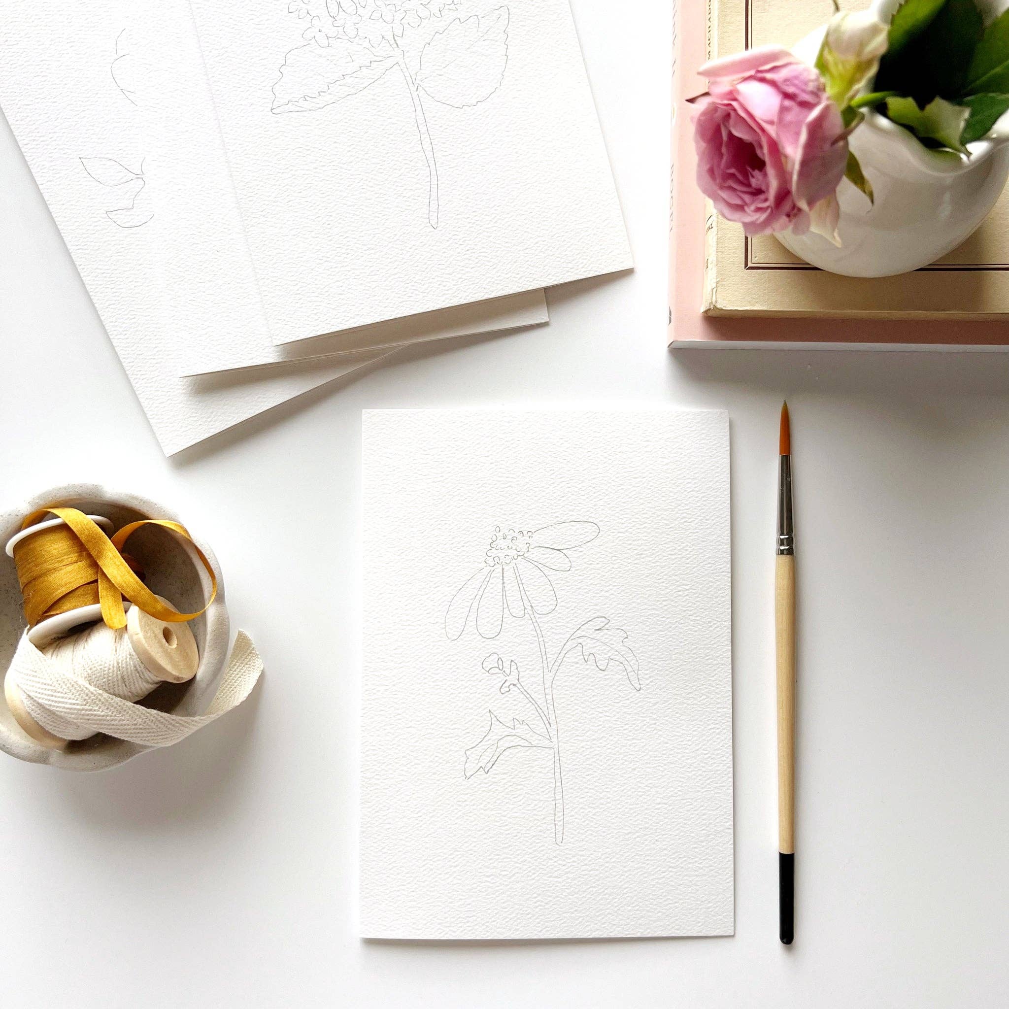 Garden Flowers Paintable Notecard Set · Emily Lex Studio