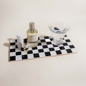 Glass Tile Decorative Tray · Black & White Checkered