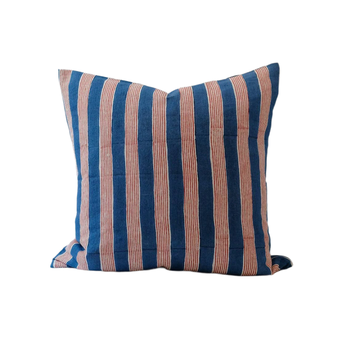 Indu Hand Block-Printed Linen Pillow · Indigo