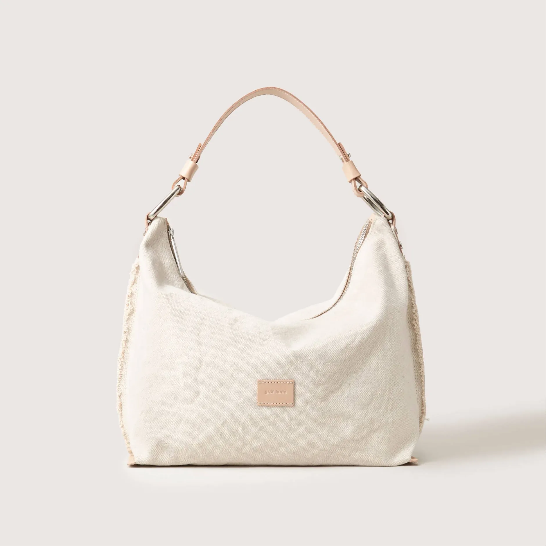 Hana Canvas Hobo Bag in Natural Vachetta