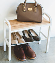 Steel + Wood Shoe Organizer & Bench (18" H) · Yamazaki Home