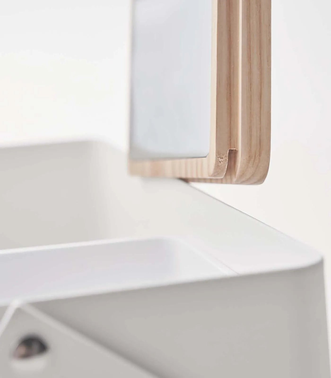 Steel + Wood Makeup Organizer with Mirror · Yamazaki Home