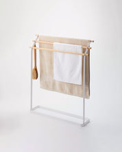 Steel + Wood Bath Towel Rack (32" H)  · Yamazaki Home