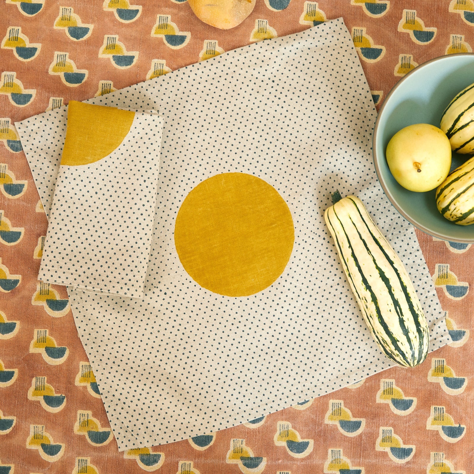 Hand Block-Printed Moonphase Napkin Set