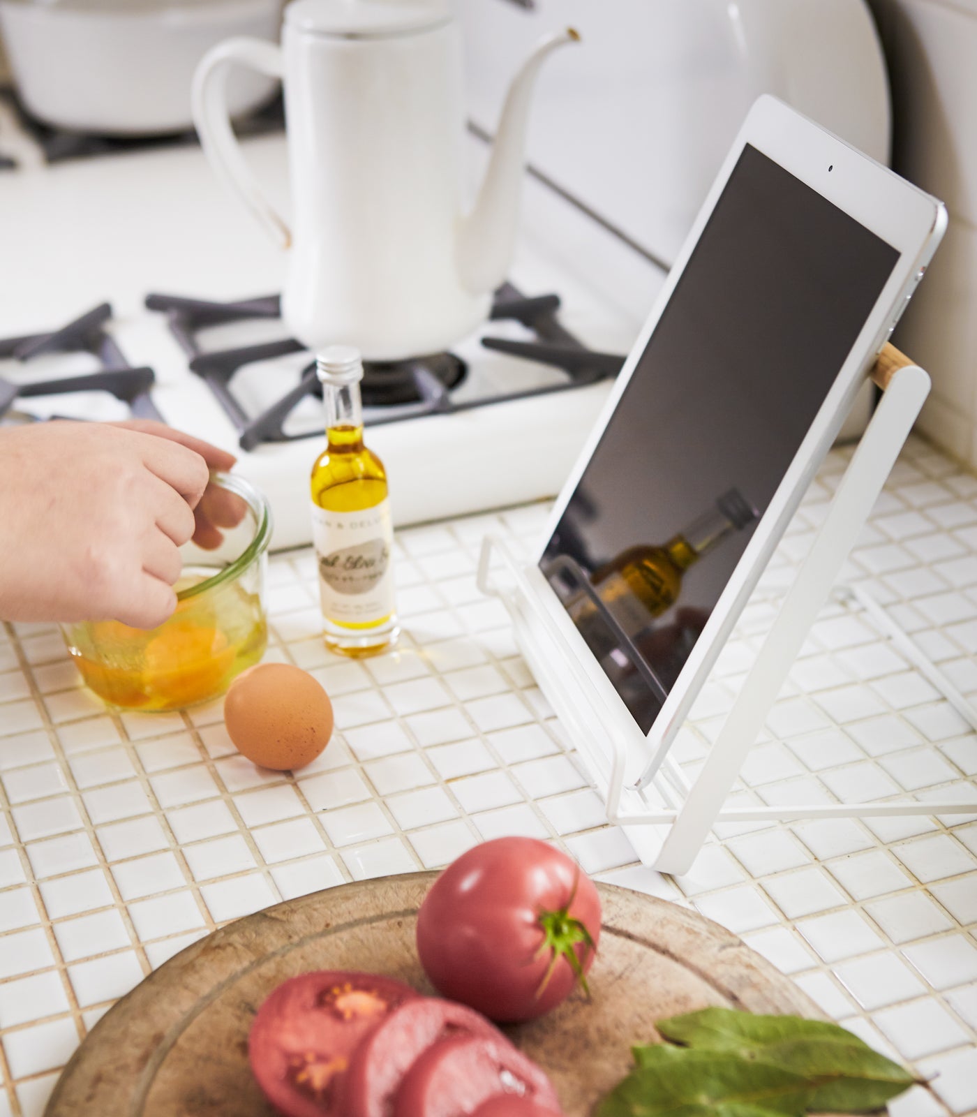 Steel + Wood Tablet and Cookbook Stand · Yamazaki Home