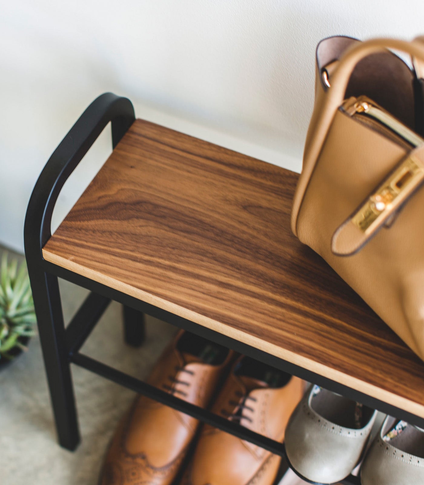 Steel + Wood Shoe Organizer & Bench (18" H) · Yamazaki Home