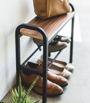 Steel + Wood Shoe Organizer & Bench (18" H) · Yamazaki Home