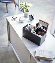 Steel + Wood Makeup Organizer with Mirror · Yamazaki Home