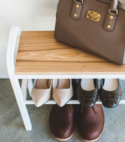 Steel + Wood Shoe Organizer & Bench (18" H) · Yamazaki Home